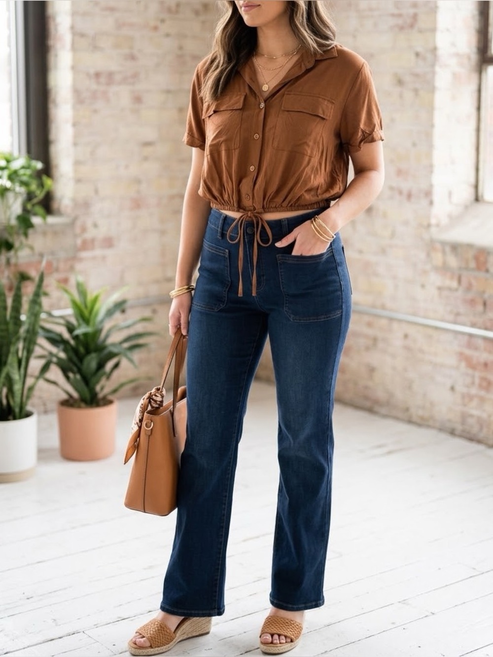 Tahari Dark Blue Flare Jeans with High Waist